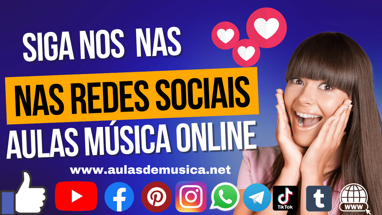 Siga Aulas de Música Online nas Redes Sociais